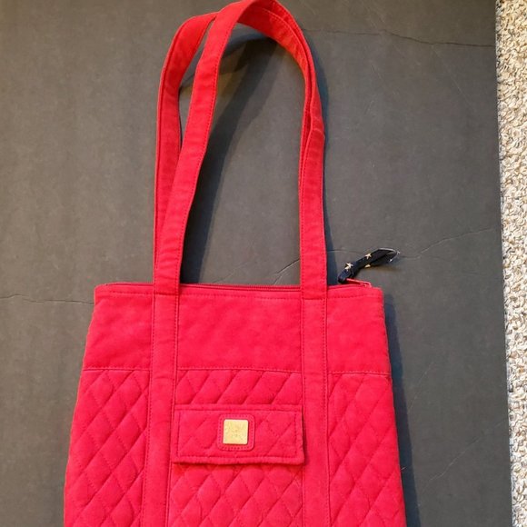Red Handbag - Quilted - Faux Suede - Picture 2 of 7